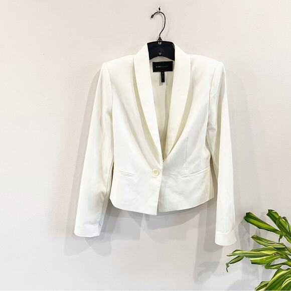BCBGMAXAZRIA White Blazer Jacket Size S Cutout Back Structured Y2K Chic - Picture 3 of 8
